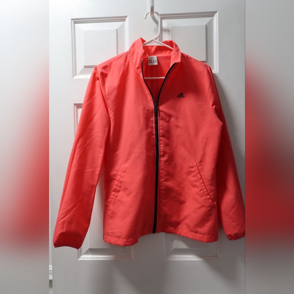 ADIDAS Womens Pink Raincoat Windbreaker Track Jacket Coat Size S